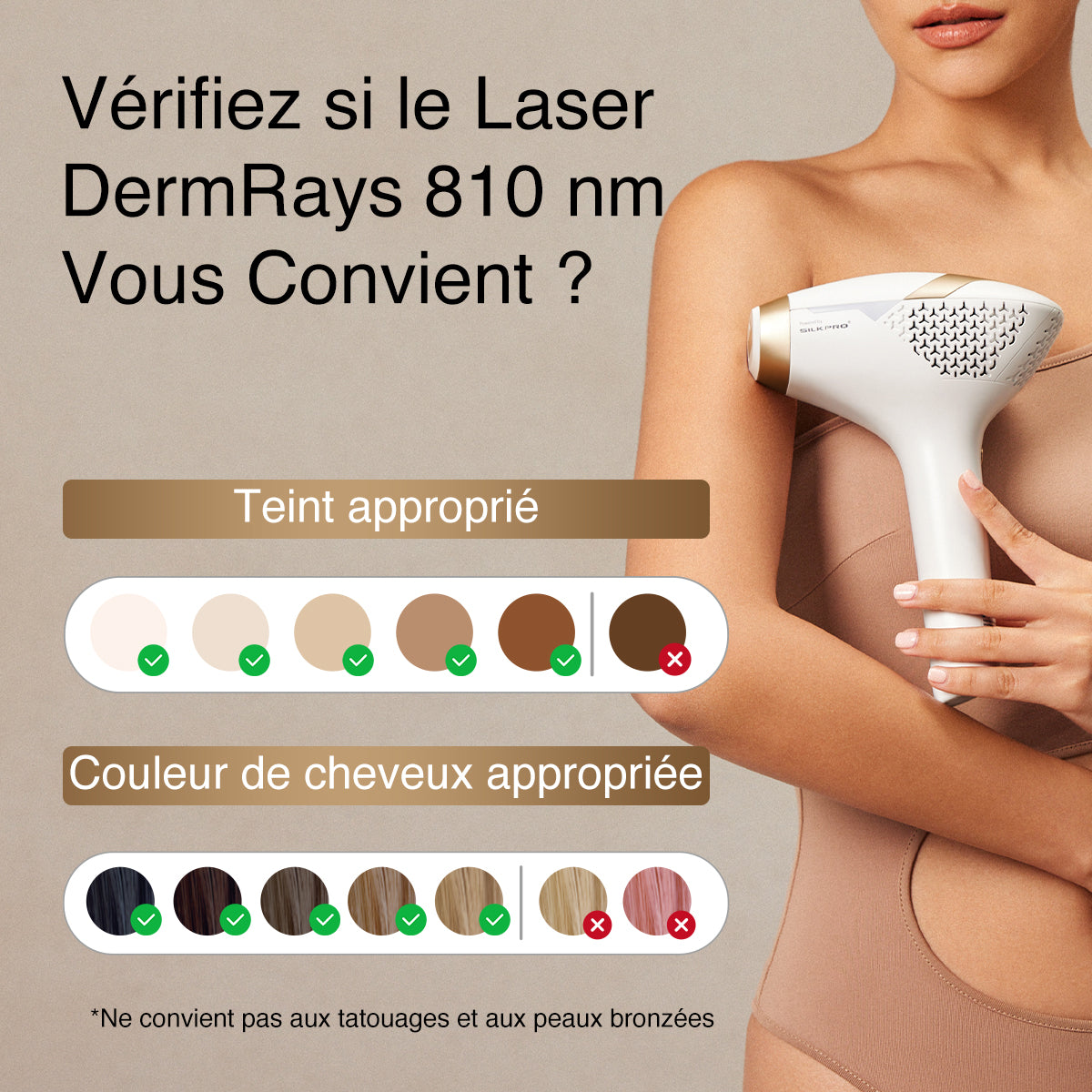 Épilation laser DermRays V4S, 810 nm, jusqu'à 21J