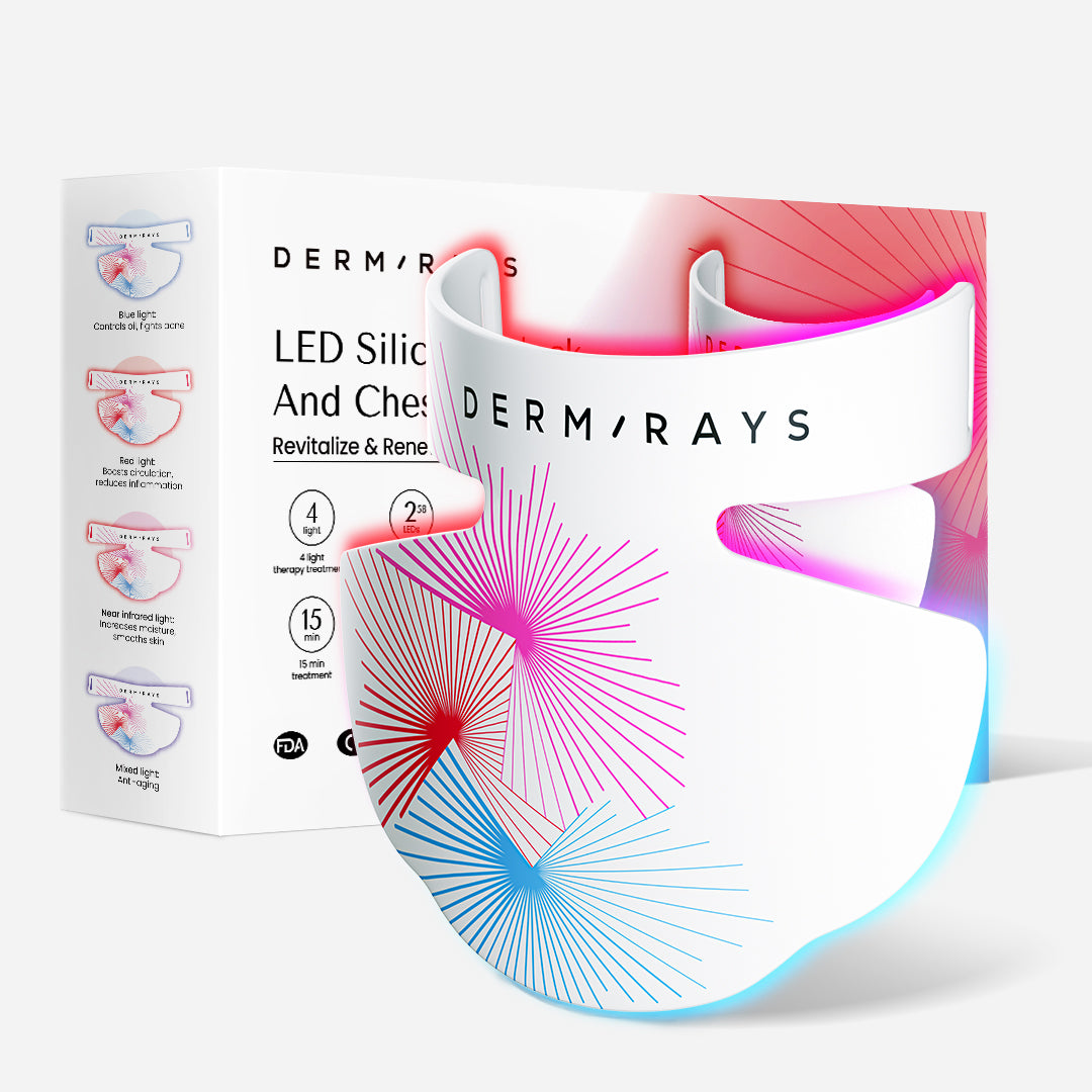 DermRays Masque en Silicone de Luminothérapie LED pour le Visage, le Cou et le Décolleté, Revitalise & Renouvelle Votre Peau